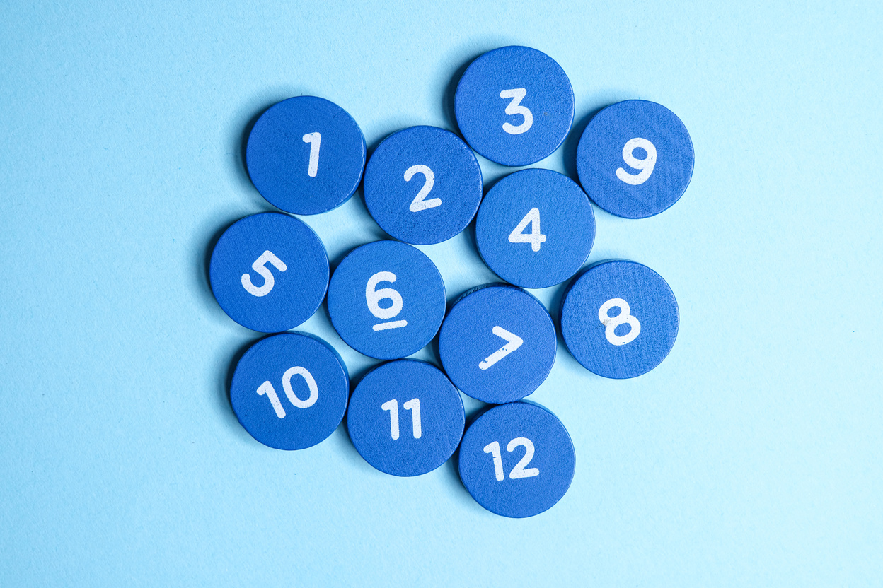 Numeral Blocks on Blue Background